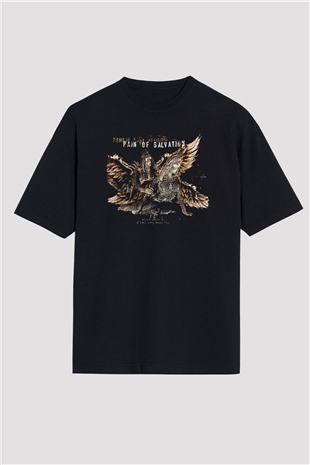 Pain Of Salvation Baskılı Unisex Siyah Oversize Tişört - Tshirt