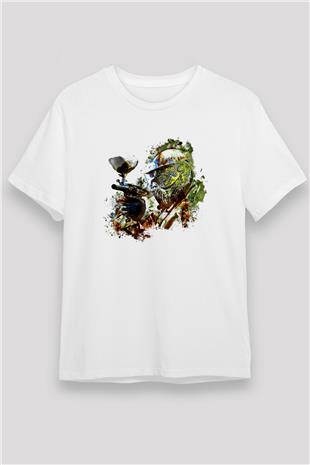 Paintball Baskılı Unisex Beyaz Tişört - Tshirt
