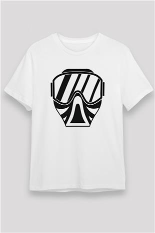 Paintball Baskılı Unisex Beyaz Tişört - Tshirt