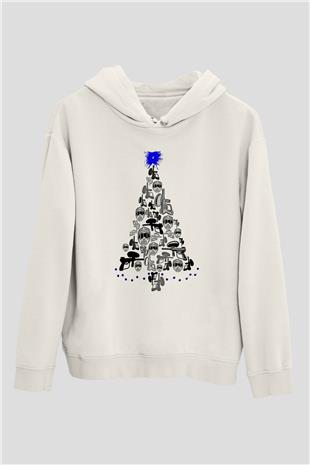 Paintball Baskılı Unisex Ekru Hoodie