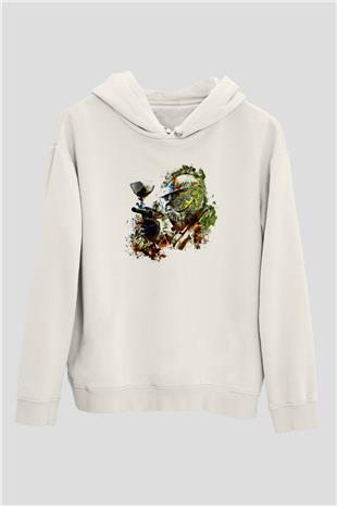 Paintball Baskılı Unisex Ekru Hoodie