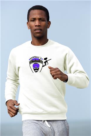 Paintball Baskılı Unisex Ekru Sweatshirt