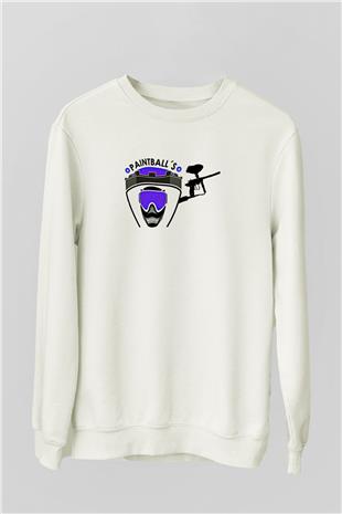 Paintball Baskılı Unisex Ekru Sweatshirt