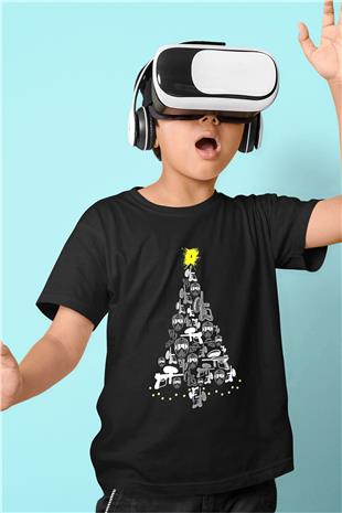 Paintball Baskılı Unisex Siyah Çocuk Tİşörtü - Tshirt
