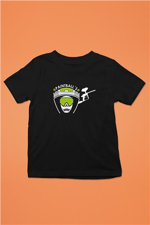 Paintball Baskılı Unisex Siyah Çocuk Tİşörtü - Tshirt