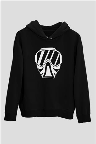Paintball Baskılı Unisex Siyah Kapüşonlu Sweatshirt