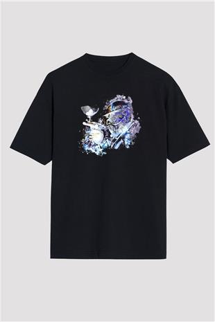 Paintball Baskılı Unisex Siyah Oversize Tişört