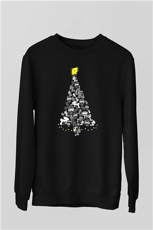 Paintball Baskılı Unisex Siyah Sweatshirt