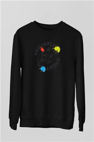 Paintball Baskılı Unisex Siyah Sweatshirt