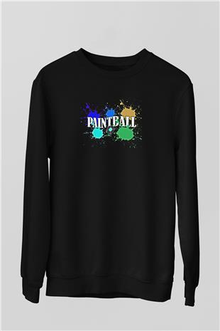 Paintball Baskılı Unisex Siyah Sweatshirt
