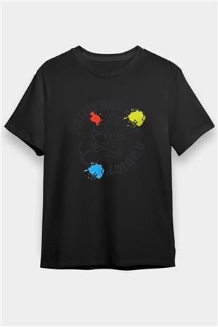 Paintball Baskılı Unisex Siyah Tişört - Tshirt