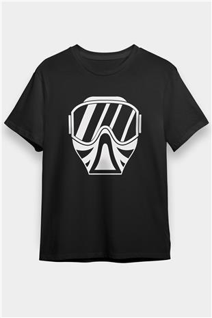 Paintball Baskılı Unisex Siyah Tişört - Tshirt