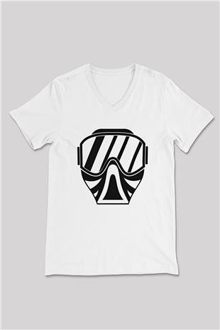 Paintball Baskılı Unisex V Yaka Tişört - Tshirt