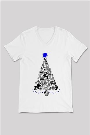 Paintball Baskılı Unisex V Yaka Tişört - Tshirt