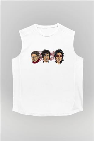 Palaye Royale Baskılı Beyaz Unisex Kolsuz Tişört - Tshirt