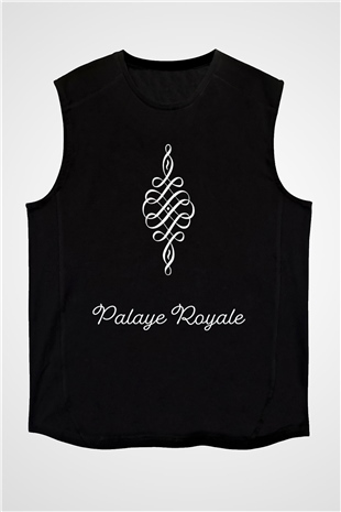Palaye Royale Baskılı Unisex Siyah Kolsuz Tişört - Tshirt