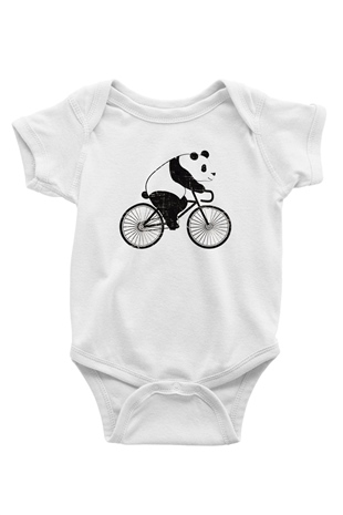 Panda Baskılı Beyaz Unisex Bebek Body - Zıbın