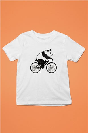 Panda Baskılı Beyaz Unisex Çocuk Tişört