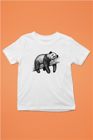 Panda Baskılı Beyaz Unisex Çocuk Tişört