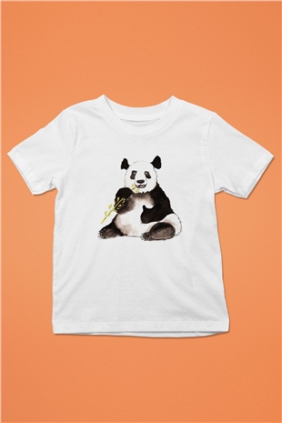 Panda Baskılı Beyaz Unisex Çocuk Tişört