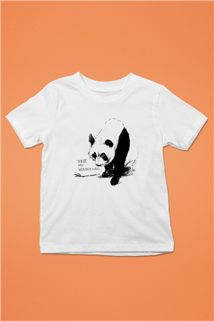 Panda Baskılı Beyaz Unisex Çocuk Tişört
