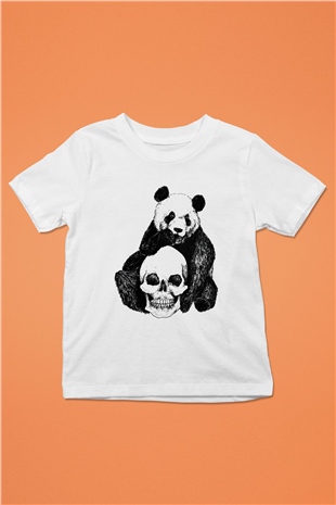 Panda Baskılı Beyaz Unisex Çocuk Tişört