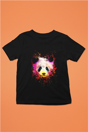 Panda Baskılı Unisex Siyah  Çocuk Tişört