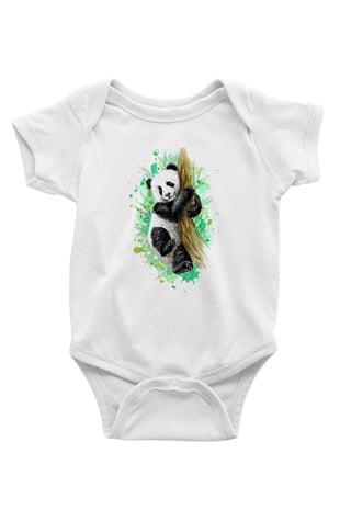 Panda Beyaz Bebek Body - Zıbın