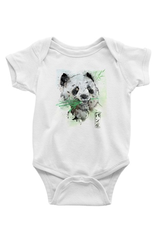Panda Beyaz Bebek Body - Zıbın