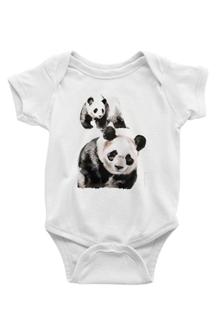 Panda Beyaz Bebek Body - Zıbın