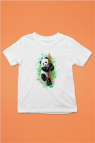 Panda Beyaz Unisex Çocuk Tişört