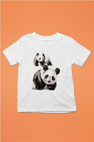 Panda Beyaz Unisex Çocuk Tişört
