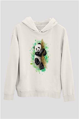 Panda Beyaz Unisex Hoodie