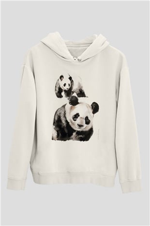 Panda Beyaz Unisex Hoodie
