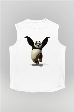 Panda Beyaz Unisex Kolsuz Tişört