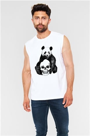Panda Beyaz Unisex Kolsuz Tişört