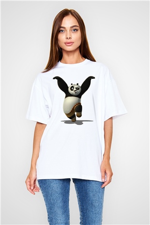 Panda Beyaz Unisex Oversize Tişört T-Shirt