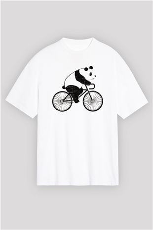 Panda Beyaz Unisex Oversize Tişört T-Shirt