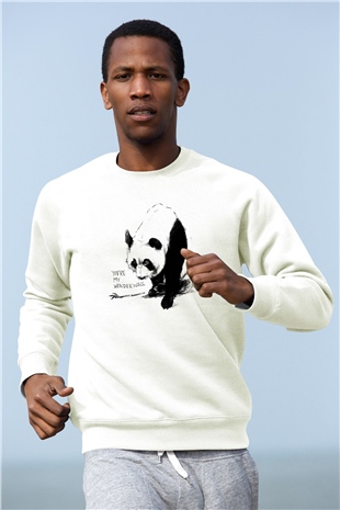 Panda Beyaz Unisex Sweatshirt