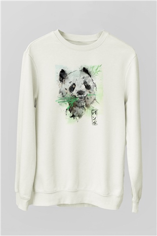 Panda Beyaz Unisex Sweatshirt
