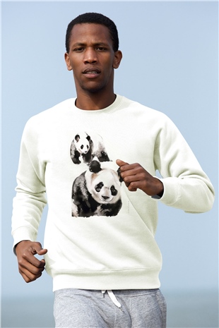 Panda Beyaz Unisex Sweatshirt