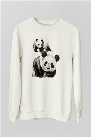 Panda Beyaz Unisex Sweatshirt