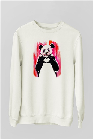 Panda Beyaz Unisex Sweatshirt