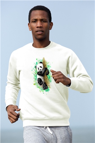 Panda Beyaz Unisex Sweatshirt