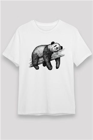Panda Beyaz Unisex Tişört T-Shirt - TişörtFabrikası