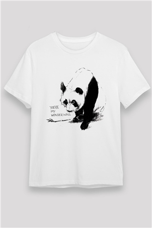 Panda Beyaz Unisex Tişört T-Shirt - TişörtFabrikası