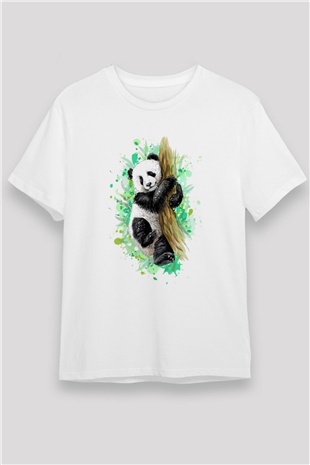 Panda Beyaz Unisex Tişört T-Shirt - TişörtFabrikası