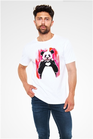 Panda Beyaz Unisex Tişört T-Shirt - TişörtFabrikası