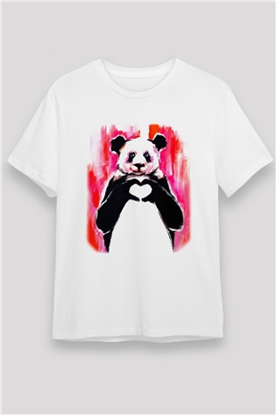 Panda Beyaz Unisex Tişört T-Shirt - TişörtFabrikası