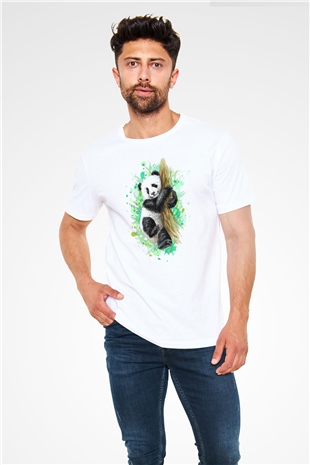 Panda Beyaz Unisex Tişört T-Shirt - TişörtFabrikası